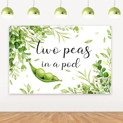 Diartpaint 3x5ft Two Peas in a Pod Twins Baby Shower Backdrop, Greenery Oh