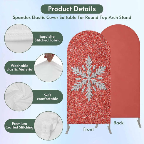 Duskova Living 4 Modern Themed Arch Backdrop Cover FT, Winter Watercolor Sparkling Snowflake Pattern Wedding Arch Cover
