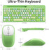 XISOGUU 2.4GHz Retro Wireless Keyboard and Mouse Combo, Full-Size USB Keyboard with Round Keycaps, Wireless