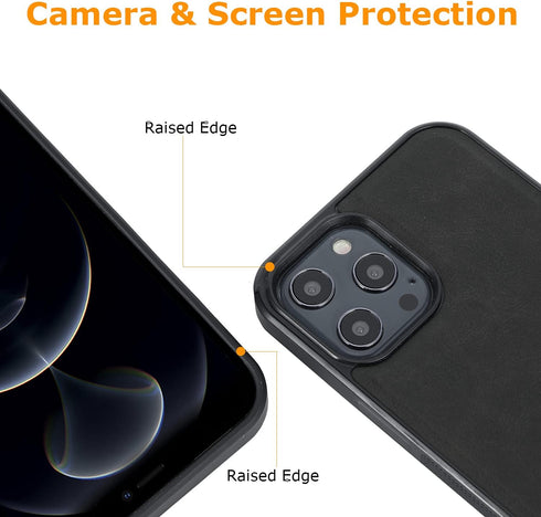 molzar GripBig Series Case for iPhone 12 Pro Max, Built-in Metal Plate for Magnetic Mount, Black/Black