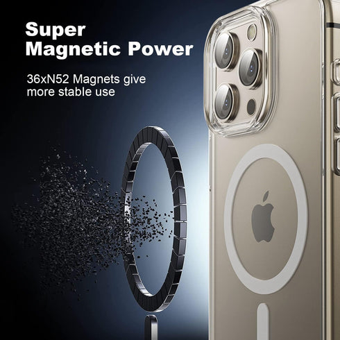 for iPhone 15 Pro Max Case, with 1X Screen Protector + 1X Camera Lens Protector, Compatible with Magsafe [Yellowing