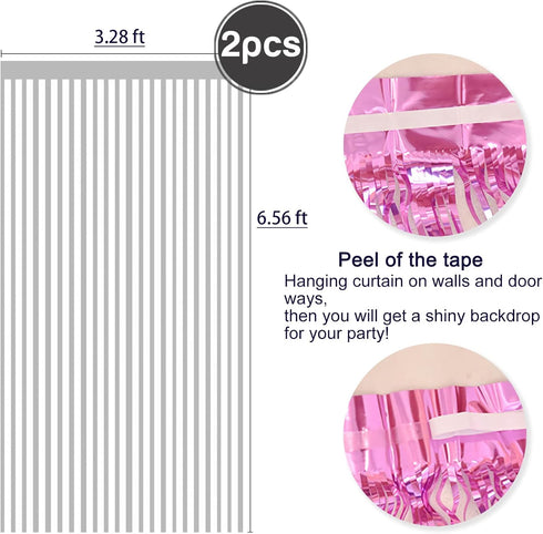 2 Pcs Silver Metallic Tinsel Foil Fringe Curtains, 3.28 ft x 6.56 ft Streamers for Party Decorations Supplies