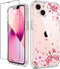 GiiKa iPhone 13 Case with Screen Protector, Clear Floral Shockproof Hard Case with TPU Bumper, Pink Floral