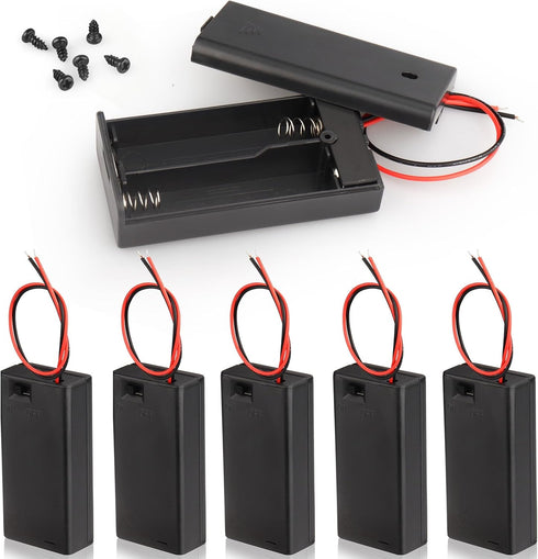 VWEICYY 6PCS 2 x 1.5V AA Battery Holder Enclosures with Wire Leads and