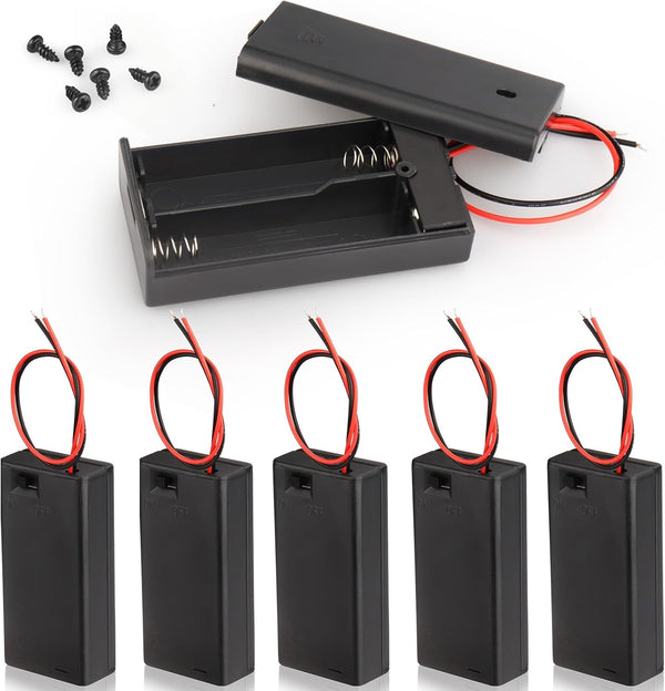 VWEICYY 6PCS 2 x 1.5V AA Battery Holder Enclosures with Wire Leads and