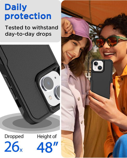 AICase iPhone 13 Heavy Duty Belt Clip Case with Rugged Shockproof Protection & Glass Screen Protector, Compatible with