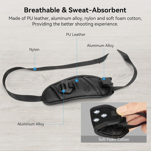 SMALLRIG Camera Cage Wrist Strap, Quick Adjustable Hand Strap for Camera Handle and L Bracket - 3848