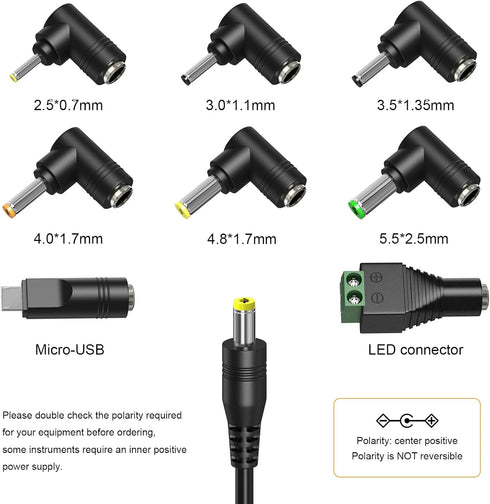 Powseed 45W Universal AC Adapter with 5V 2A USB Port, DC Power Supply Cord with 8 Tips