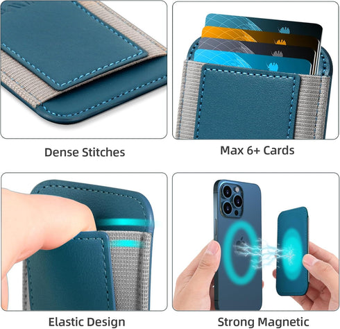 HiWe for MagSafe Wallet, Magnetic Card Holder for iPhone 15/14/13/12 Series, Slim Leather Wallet, RFID Blocking