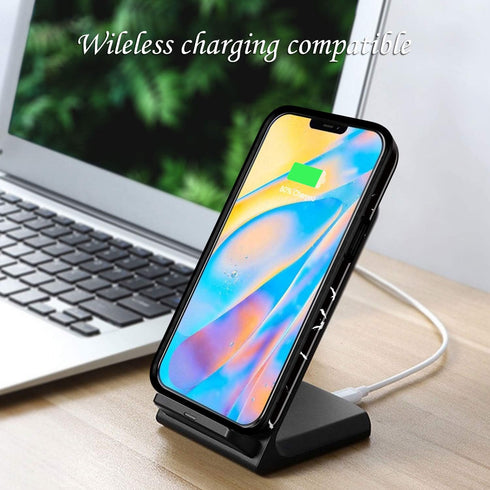 JIAXIUFEN Compatible iPhone 12 Pro Case, Marble Slim Shockproof TPU Soft Rubber Cover (Black)