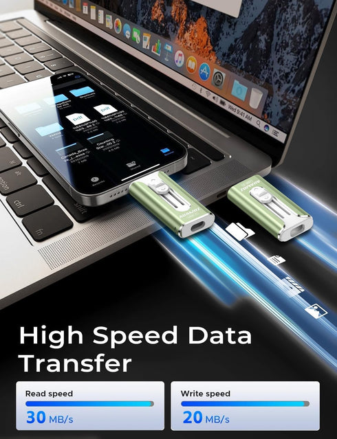 AUAMOZ 256GB 17/16/15/14/13/12/11, (1 Pack-Sage Mini Dual Interface Flash Drive, Portable Memory Stick Compatible