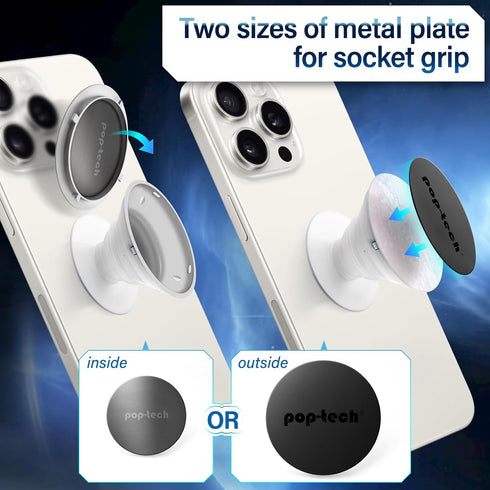 Metal Plate for Phone Magnet - 8 Pack Replacement Magnet Disc Magic Mount Plate with Adhesive Backing for Socket Grips