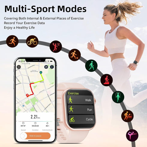 Hwagol Smart Watch - 1.85 Inch Fitness Tracker - Answer/Make Call - Heart Rate/Sleep Monitor/Pedometer/Calories,