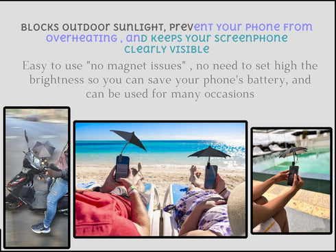 Generic Phone umbrella - Outdoor Phone Sun Shade Shield with Flexible Angle Design & Rotatable Phone Ring - Car