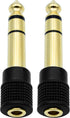 Audio Adapter 6.35mm Male to 3.5mm Female Stereo Headphone Connector, Gold Plated, 2 Pack