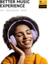 Picun B8 Headphones Wireless Bluetooth, 120H Over Ear Headphones with 3EQ Music Modes, Deep Bass (Purple)