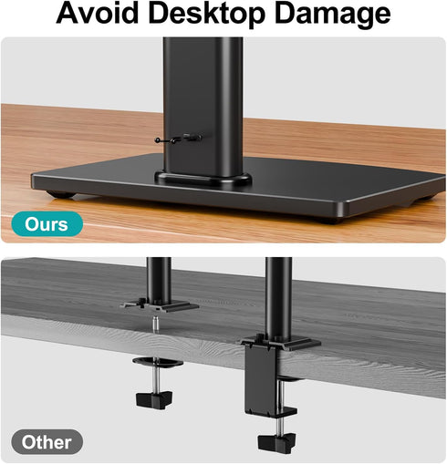 MOUNT PRO Single Monitor Stand, Fits Max 32 inch Computer Screen, Free-Standing, Height Adjustable, VESA 100x100
