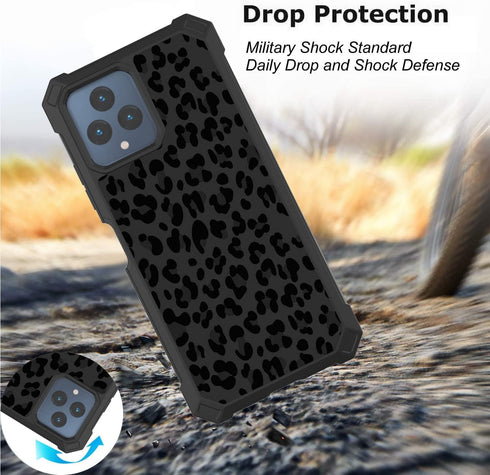 Shop T-Mobile REVVL 6 5G Phone Case with Screen Protector, Slim TPU Bumper Cover, Black Leopard Print, Rugged Corners.