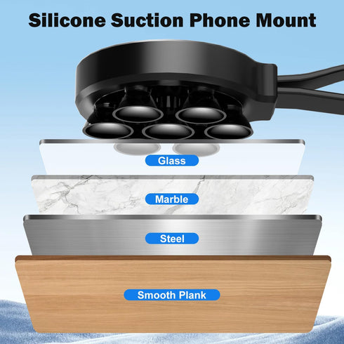 Silicone Suction Phone Case, Magnetic Suction Cup Phone Mount, Sticky Phone Suction Grip for Selfies and Videos,