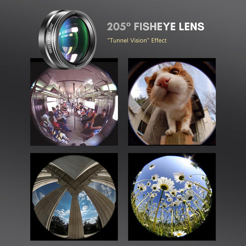 Andoer 4-in-1 Phone Lens Kit, External Phone Camera Lens Set with 22X Telephoto, 205° Fisheye, 4K Wide Angle, 25X Macro