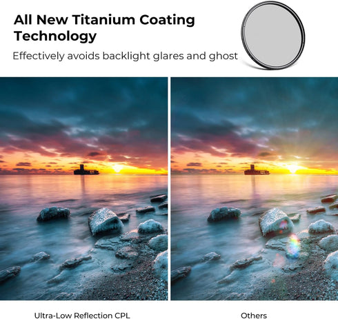 K&F Concept 55mm Ultra-Low Reflectivity Circular Polarizer Filter, Ultra-Slim High Definition Lens Filter