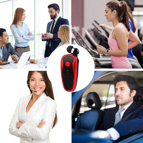Retractable Wireless Headset, Wireless Headphones for Business Office, Driver Earbud with Clip, Retractable Noise