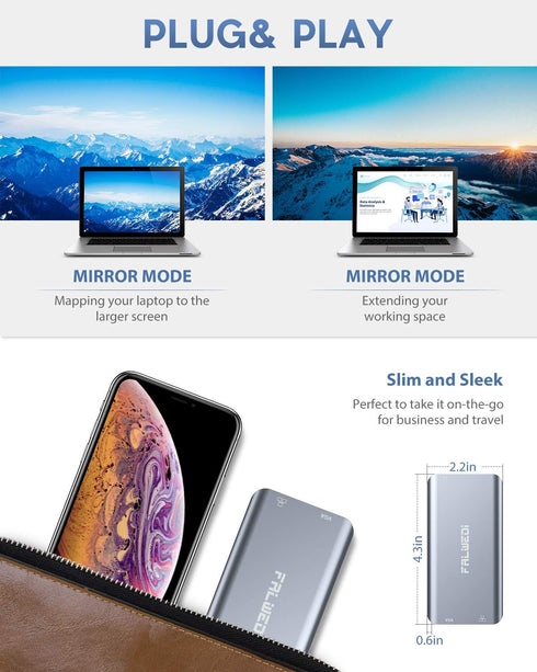 USB C Hub, Type C Adapter, Falwedi 10-in-1 Dongle with Ethernet, 4K HDMI, USB3.0, SD/TF Card Reader for MacBook