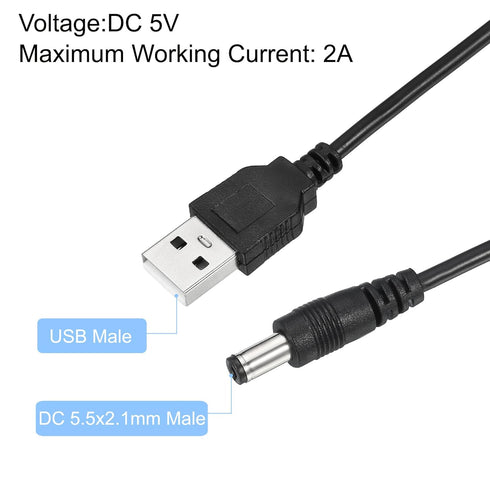 MECCANIXITY USB Cable with 501 ON/Off Switch, USB Male to DC 5.5x2.1mm Power Cable 150cm for Camera Hard Disk Box