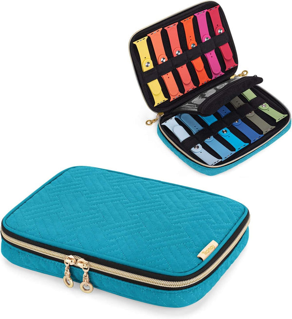 Teamoy Watch Storage Case, Holds 12 Straps, Travel Organizer Bag for Apple and Smart Watch Bands, Teal