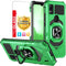TJS Compatible Case for Cricket Icon 5 & AT&T Motivate 4, Heavy Duty Drop Protection Cover with Tempered Glass (Green)