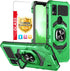 TJS Compatible Case for Cricket Icon 5 & AT&T Motivate 4, Heavy Duty Drop Protection Cover with Tempered Glass (Green)