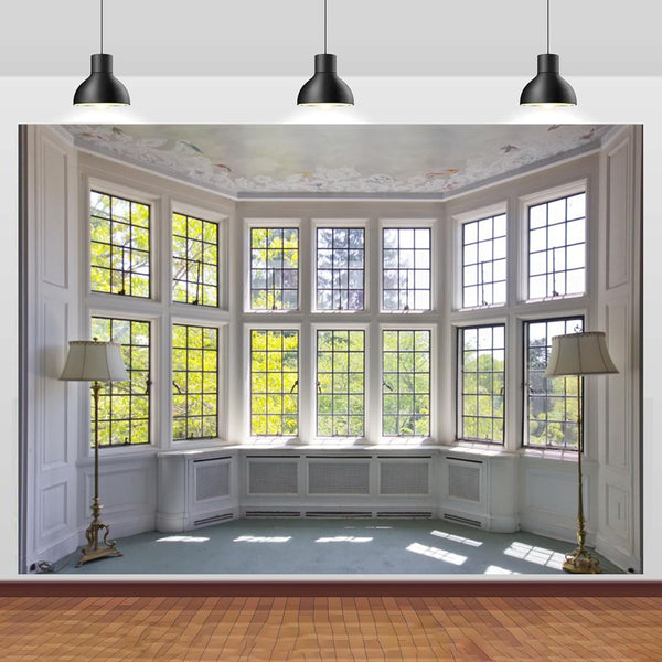 CSFOTO 8x6.5ft Big Bright Window Backdrop Window Garden Zoom Room Background for Wall