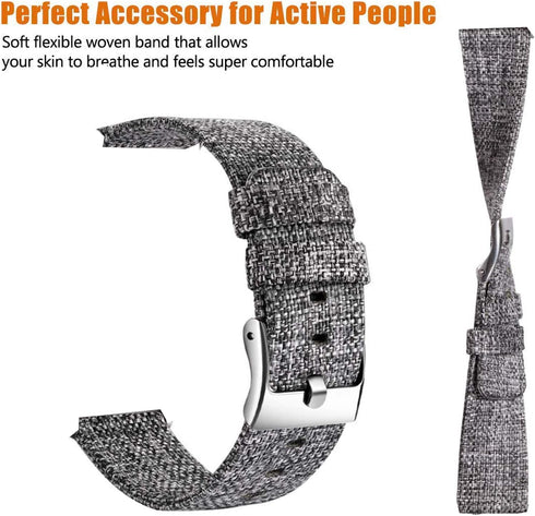 Compatible for Popglory P66 Smart Watch Band, Lamshaw Breathable Nylon Woven Fabric Replacement Accessory Strap Compatible for MorePro H56 Smart Watch / Kimnix T99 Pro Watch / LESHIDO CS08 1.85" Watch/Popglory 1.85'' P66 Smart Watch