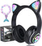 Wireless Kids Headphones with Microphone, Cat Ear LED Light Up Bluetooth Headphones for School, Travel, Sports, Gaming