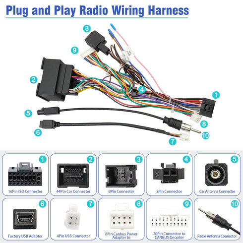 44Pin Orlando,16Pin Radio Wiring Harness Kit Replacement for Chevrolet Malibu Trax Cruze Aveo ISO Android Stereo