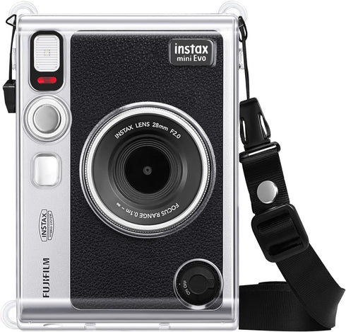 Fintie Clear Protective Case for Fujifilm Instax Mini EVO Camera, Hard PVC Cover with Removable Shoulder Strap