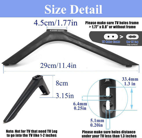 2-Be-Best 40in 42in 45in 46in 49in 50in 55in 60in 65in TV Stand Legs for RCA Roku Replacement Feet for Smart TVs TV