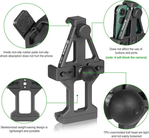 FANAUE Aluminum Phone Holder with 1" Ball Head Adapter, Compatible with RAM Mounts B Size Double Socket Arm & Bike Mount