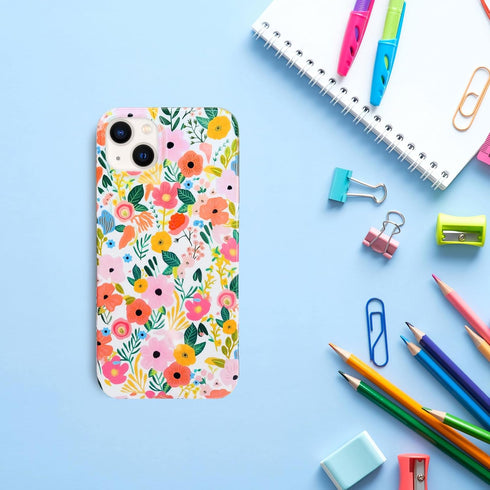 J.west iPhone 13 Case 6.1, Slim Fit Soft Shockproof Floral Cover, Cute Garden Pattern, Anti-Scratch Protection for