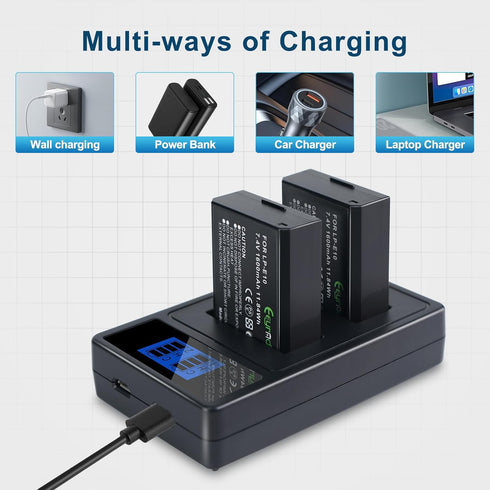LP-E10 Battery and Dual Charger for Canon EOS Rebel T7 T6 T5 T3 T100, Kiss X50 X70, 2-Pack 1600mAh