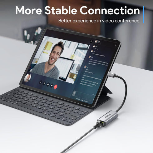 USB C to Ethernet Adapter, ABLEWE Type-C to RJ45 Gigabit Ethernet Adapter, Compatible for MacBook Pro 2017