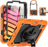 SEYMAC Full-Body Shockproof Protective Case for iPad Mini 6 8.3 Inch, Orange with Screen Protector, 360° Rotating