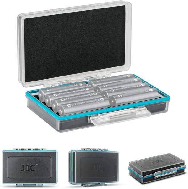 JJC Water-Resistant AA Battery Case, PC Shell Shockproof Organizer for 8 x AA / 14500 Batteries