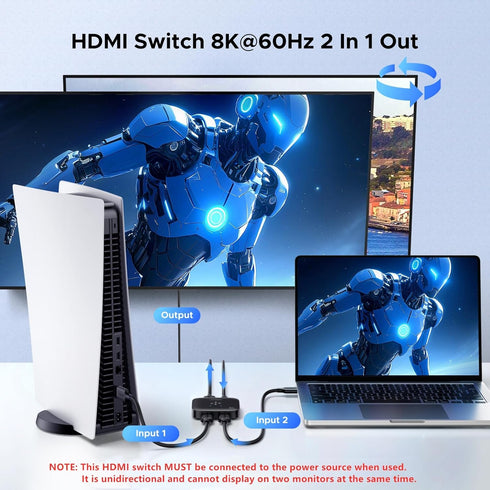 UGREEN 2.1 2 1 8K@60Hz 4K@240Hz 4K@120Hz HDR10+ Dolby 48Gbps 2 PS5 HDMI Switch in Out Ultra HD Supports VRR Atmos HDMI