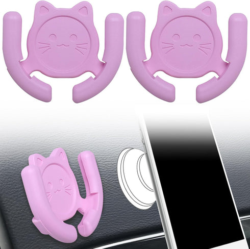 Multi-Surface Car Mount Holder 2 Pack, Compatible with PopSocket Grips, Cute Cat Design with Strong Adhesive Gel Pad
