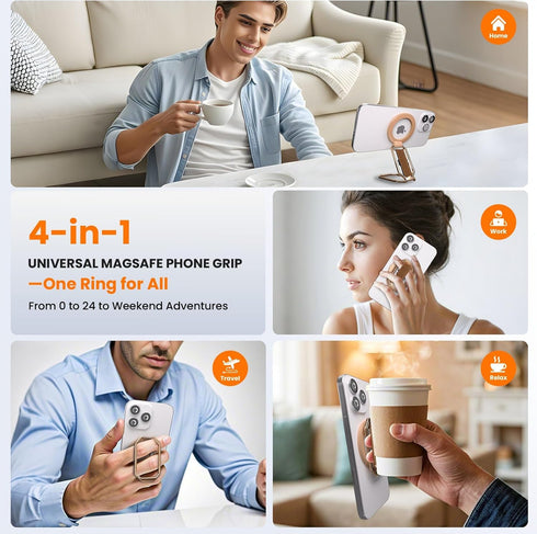 HYCZAAE Magnetic Phone Grip & Stand for Desk, Bed & On-the-Go Compatible with MagSafe Secure One-Hand Hold, Comfortable