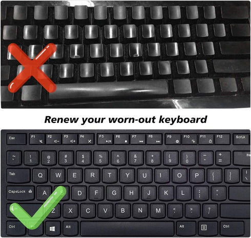3PCS Universal English Keyboard Letter Stickers, Replacement Stickers with Black Background and White Lettering