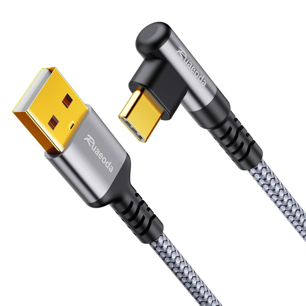 Ruaeoda USB C Cable 2 ft, 3.1A Type C Fast Charging Cable, Right Angle USB A to USB C 3A Charger for Galaxy S10 S9 Plus