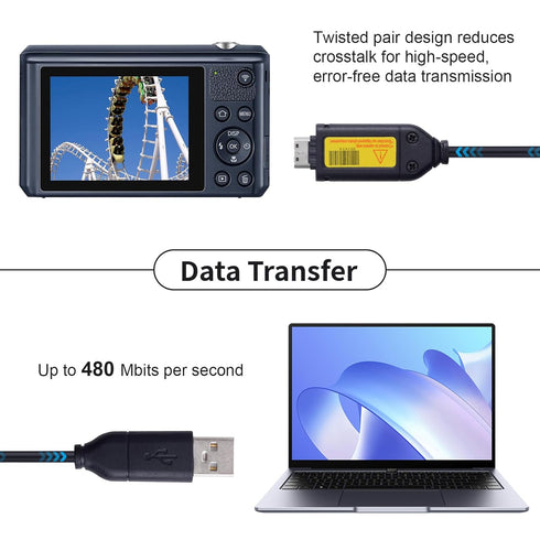 Alitutumao Replacement USB Charging Cable for Samsung Digital Camera EX, L, WB, S, SL, ST, SH, P, PL Series