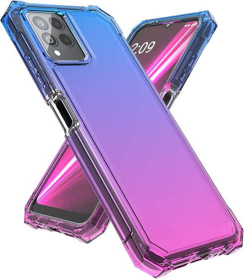 Ailiber Case for TMobile Revvl 6 5G Pro with Screen Protector, Dual Layer Shock-Absorbing Corners TPU Bumper (Blue Pink)